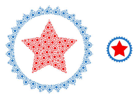 star seal stamp composition is composed of repeating recursive star seal stamp items. Fractal composition of star seal stamp.のイラスト素材