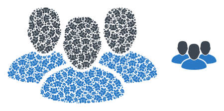 Vector user group composition is constructed of scattered recursive user group parts. Recursive composition of user group.のイラスト素材