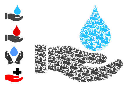 Vector water offer hand composition is composed of random recursive water offer hand icons. Recursive mosaic of water offer hand. Some other icons are present in this vector.のイラスト素材
