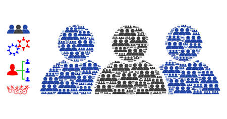 Vector people collage is done with repeating recursive people items. Recursive collage of people. Some other icons are present in this vector.のイラスト素材