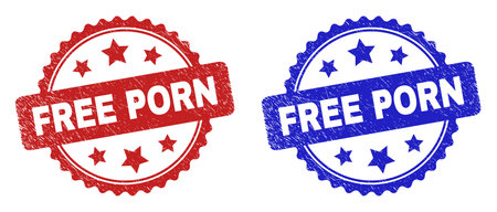 Rosette FREE PORN seal stamps. Flat vector distress seal stamps ...