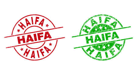 HAIFA Round Badges Using Grunge Surfaceのイラスト素材