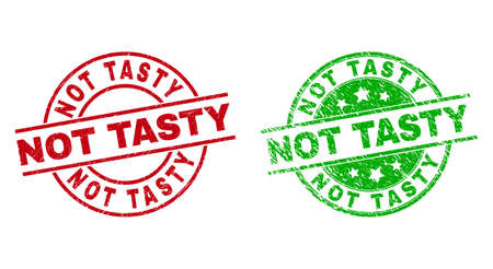 NOT TASTY Round Badges with Distress Surfaceのイラスト素材