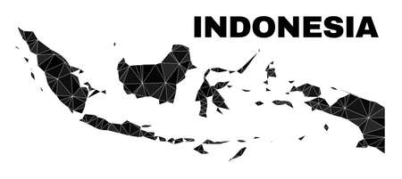 lowpoly Indonesia map. Polygonal Indonesia map vector is constructed of chaotic triangles. Triangulated Indonesia map polygonal model for education purposes.のイラスト素材
