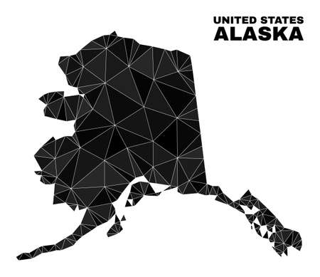 lowpoly Alaska map. Polygonal Alaska map vector filled with randomized triangles. Triangulated Alaska map polygonal collage for patriotic illustrations.のイラスト素材