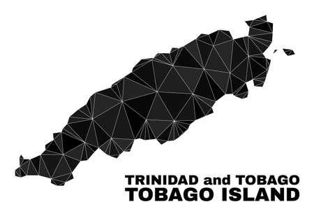 Low-poly Tobago Island map. Polygonal Tobago Island map vector is filled from random triangles. Triangulated Tobago Island map polygonal collage for patriotic purposes.のイラスト素材