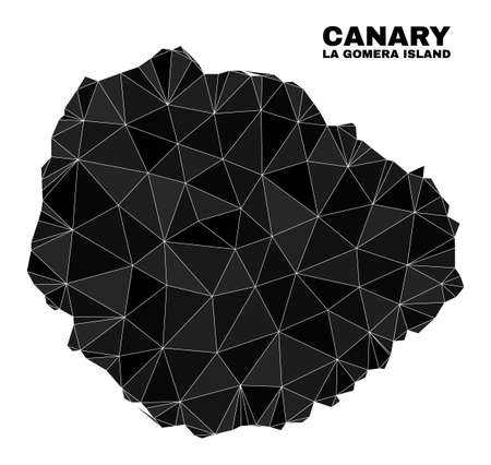 lowpoly La Gomera Island map. Polygonal La Gomera Island map vector is constructed of scattered triangles. Triangulated La Gomera Island map polygonal model for education illustrations.のイラスト素材