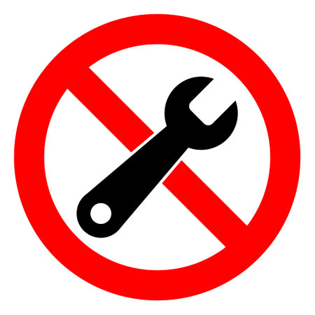 Forbidden repair raster icon on a white background. An isolated flat icon illustration of forbidden repair with nobody.の写真素材
