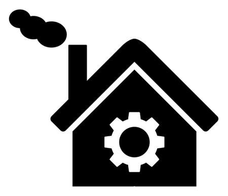 Dirty factory raster illustration on a white background. An isolated flat icon illustration of dirty factory with nobody.の写真素材