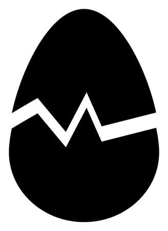 Broken egg raster illustration on a white background. An isolated flat icon illustration of broken egg with nobody.の写真素材