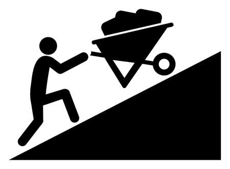 Move up wheelbarrow raster icon on a white background. An isolated flat icon illustration of move up wheelbarrow with nobody.の写真素材