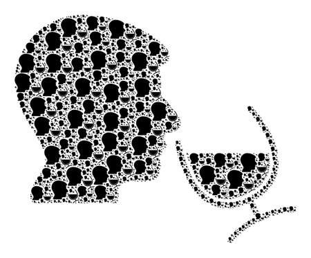 Vector wine sommelier icon composition is made of repeating recursive wine sommelier pictograms. Fractal composition for wine sommelier icon.のイラスト素材
