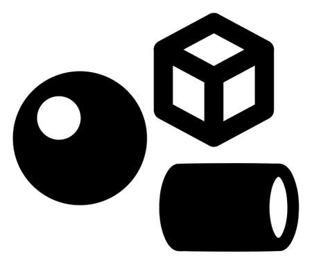 3d objects vector icon on a white background. An isolated flat icon illustration of 3d objects.のイラスト素材