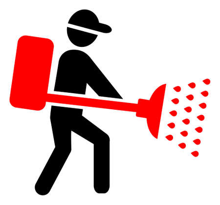 Herbicide shower vector icon on a white background. An isolated flat icon illustration of herbicide shower.のイラスト素材