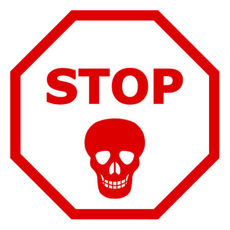 Stop death sign vector icon on a white background. An isolated flat icon illustration of stop death sign.のイラスト素材