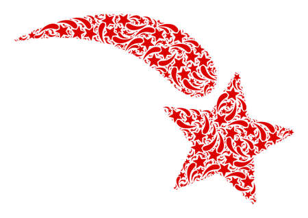 Vector falling star icon mosaic. Falling star mosaic is done from scattered self falling star items. Recursive mosaic from falling star icon.のイラスト素材