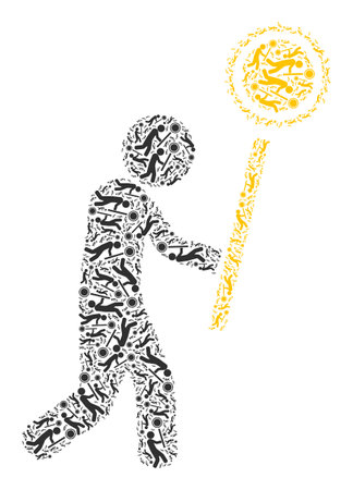 Vector light wizard man icon composition. Light wizard man mosaic is organized of scattered recursive light wizard man pictograms. Recursive mosaic of light wizard man icon.のイラスト素材