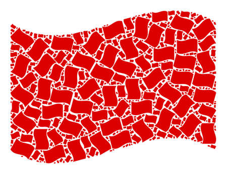 Vector waving flag icon mosaic. Waving flag mosaic is formed from random recursive waving flag parts. Recursive composition from waving flag icon.のイラスト素材
