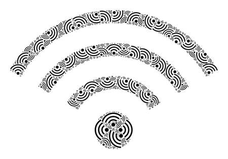 Vector Wi-Fi access icon collage. Wi-Fi access mosaic is designed with scattered recursive Wi-Fi access icons. Recursive mosaic of Wi-Fi access icon.のイラスト素材