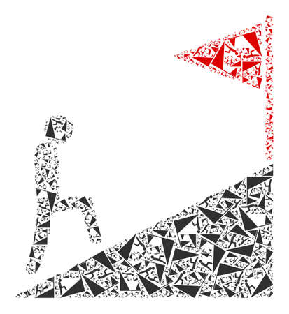 Vector goal climbing icon collage. Goal climbing mosaic is organized of repeating recursive goal climbing pictograms. Recursive mosaic of goal climbing icon.のイラスト素材