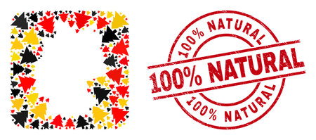 Germany state map mosaic in Germany flag official colors - red, yellow, black, and textured 100% Natural red round stamp seal. 100% Natural seal uses vector lines and arcs.のイラスト素材