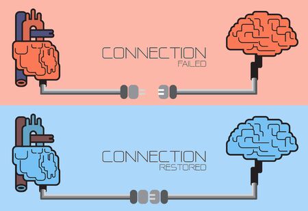 Connection of brain and heart plug concept designのイラスト素材