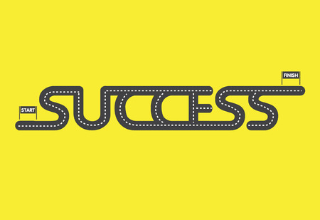 Start to finish Success road on yellow background designのイラスト素材