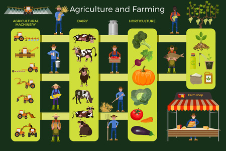 Agriculture and farming. Collection of vector illustrations for infographicsのイラスト素材