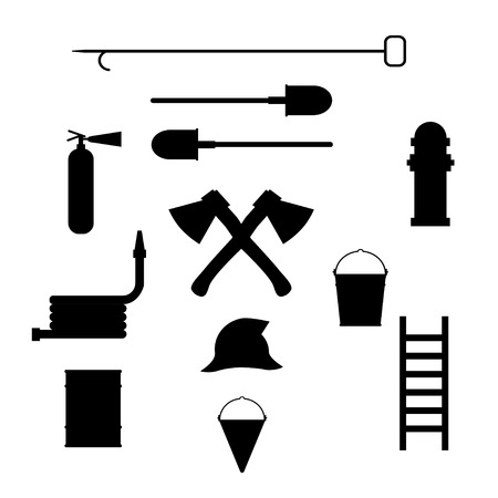 Firefighting icon set, vectorのイラスト素材