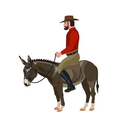 Man riding on donkey. Vector illustrationのイラスト素材