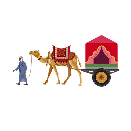 Decorated camel carriage. Vector illustrationのイラスト素材