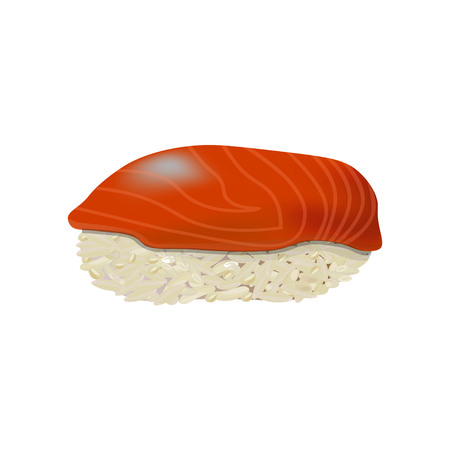 Salmon sushi nigiri isolated on white backgroundのイラスト素材