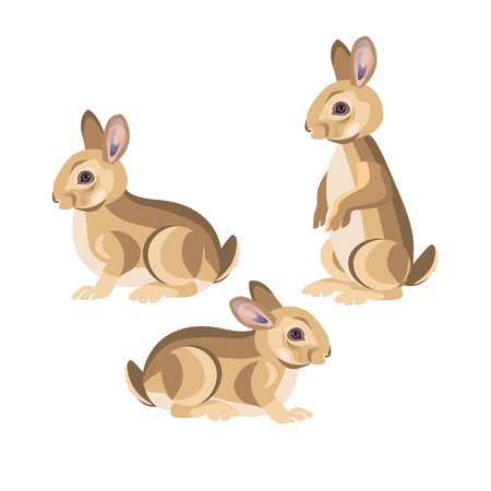 Three little rabbits. Vector illustration isolated on white backgroundのイラスト素材