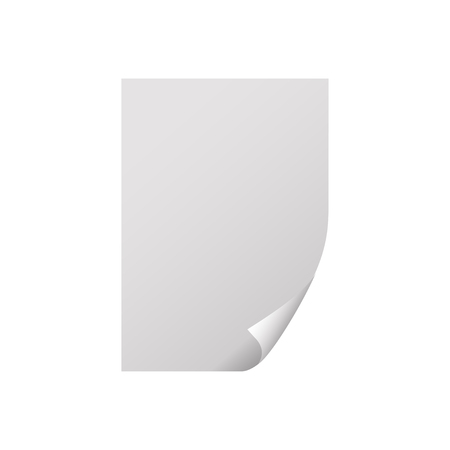 Clean sheet of paper with curl corner. Vector illustration, isolated on white background.のイラスト素材