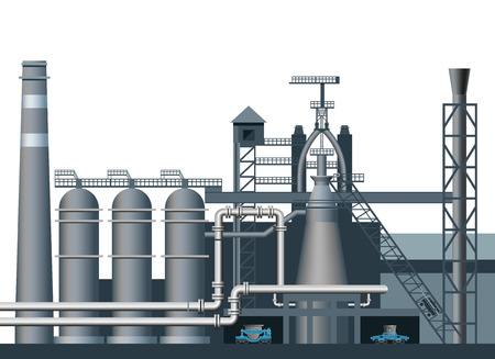 A blast furnace shop. Vector illustration isolated on white backgroundのイラスト素材