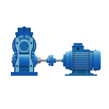 Induction motor with gear set. Vector illustration isolated on white backgroundのイラスト素材