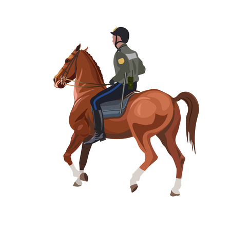 Policeman on horseback. Vector illustration isolated on white backgroundのイラスト素材