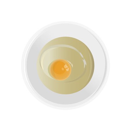 Fresh raw chicken egg in a bowl. Vector illustration isolated on white backgroundのイラスト素材