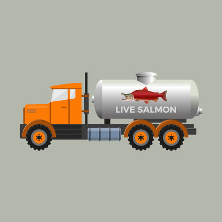 Fish transport tank. Vector illustration isolated on gray backgroundのイラスト素材