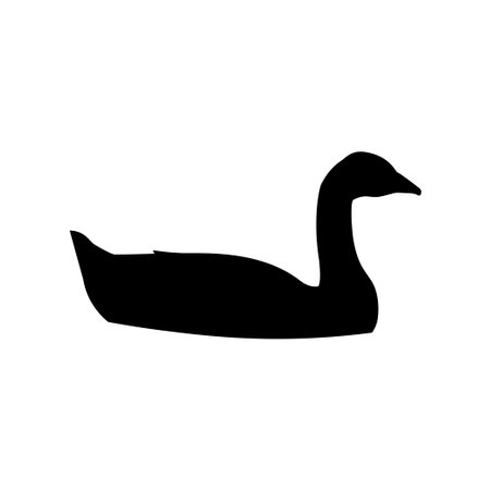 Silhouette of a swimming goose. Side view. Vector illustration isolated on white backgroundのイラスト素材