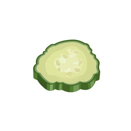 Fresh slice cucumber, isometric image. Vector illustration isolated on white backgroundのイラスト素材