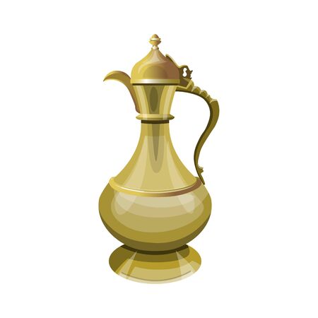 Traditional eastern coffee pot, jug, dallah, aftaba. Vector illustration isolated on white backgroundのイラスト素材