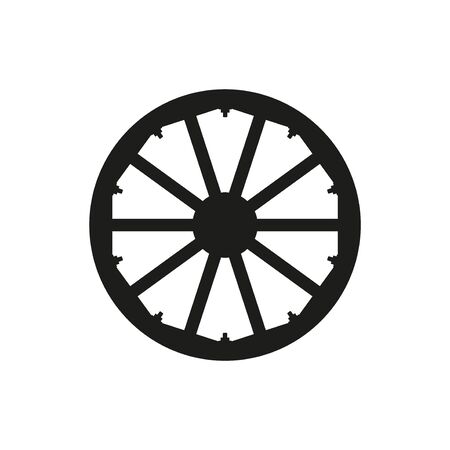 Silhouette of wooden wheel. Vector illustration isolated on white backgroundのイラスト素材