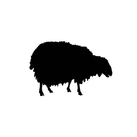 Black silhouette of sheep. Vector illustration isolated on white backgroundのイラスト素材
