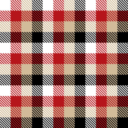 Red, White, Camel Beige  and  Black  Tartan Plaid Scottish Seamless Pattern. Texture from tartan,...