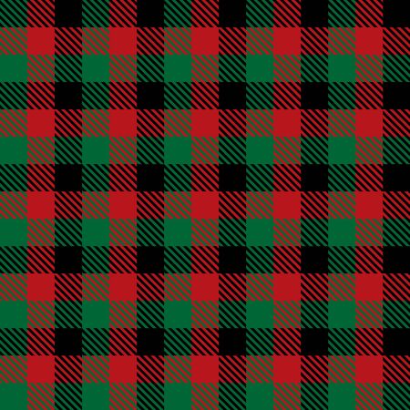Red, Green  and  Black  Tartan Plaid Scottish Seamless Pattern. Texture from tartan, plaid, tablecloths, shirts, clothes, dresses, bedding, blankets and other textile.のイラスト素材