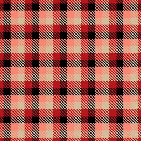 Red, Camel Beige,Pink  and  Black  Tartan Plaid Scottish Seamless Pattern. Texture from tartan, plaid, tablecloths, shirts, clothes, dresses, bedding, blankets and other textile.のイラスト素材