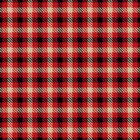 Red, Camel Beige  and  Black  Tartan Plaid Scottish Seamless Pattern. Texture from tartan, plaid, tablecloths, shirts, clothes, dresses, bedding, blankets and other textile.のイラスト素材