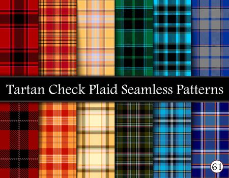 Set Tartan Plaid Scottish Seamless Pattern. Texture from tartan, plaid, tablecloths, shirts, clothes, dresses, bedding, blankets and other textile.のイラスト素材