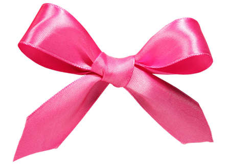 pink bow isolated on whiteの写真素材
